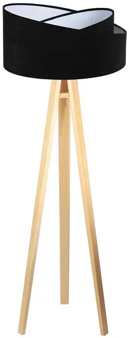 Czarno-sosnowa lampa stojąca z abażurem W5-K32
