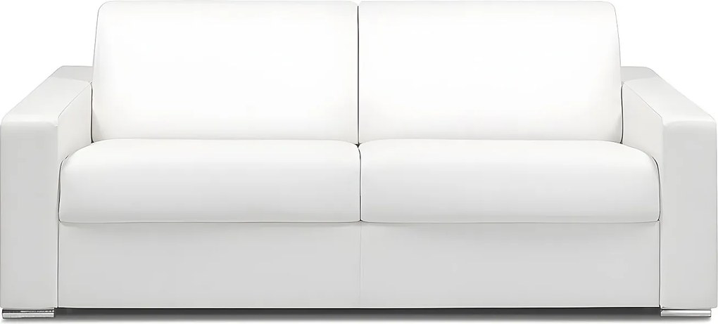 Kanapa 4-osobowa z ekspresowym mechanizmem rozkładania z ekoskóry CALITO - Biały - Wymiary miejsca do spania: 160 cm - Materac 18 cm z pamięcią kształtu