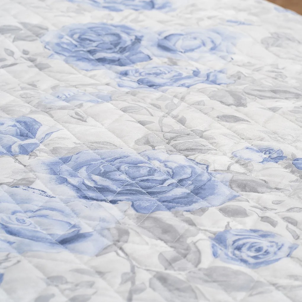 4Home Narzuta na łóżko Roses in blue, 220 x 240 cm+ 2x 40 x 40 cm