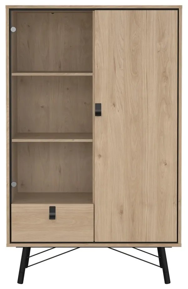 Witryna w dekorze dębu w naturalnym kolorze 102x162x40 cm Ry – Tvilum