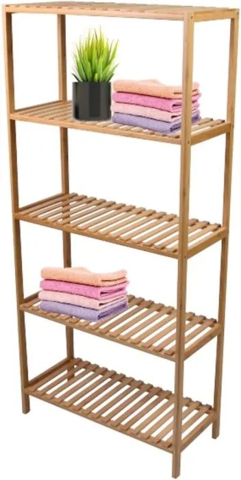 Regał bambusowy, 5 półek, 60 x 26 x 130 cm.