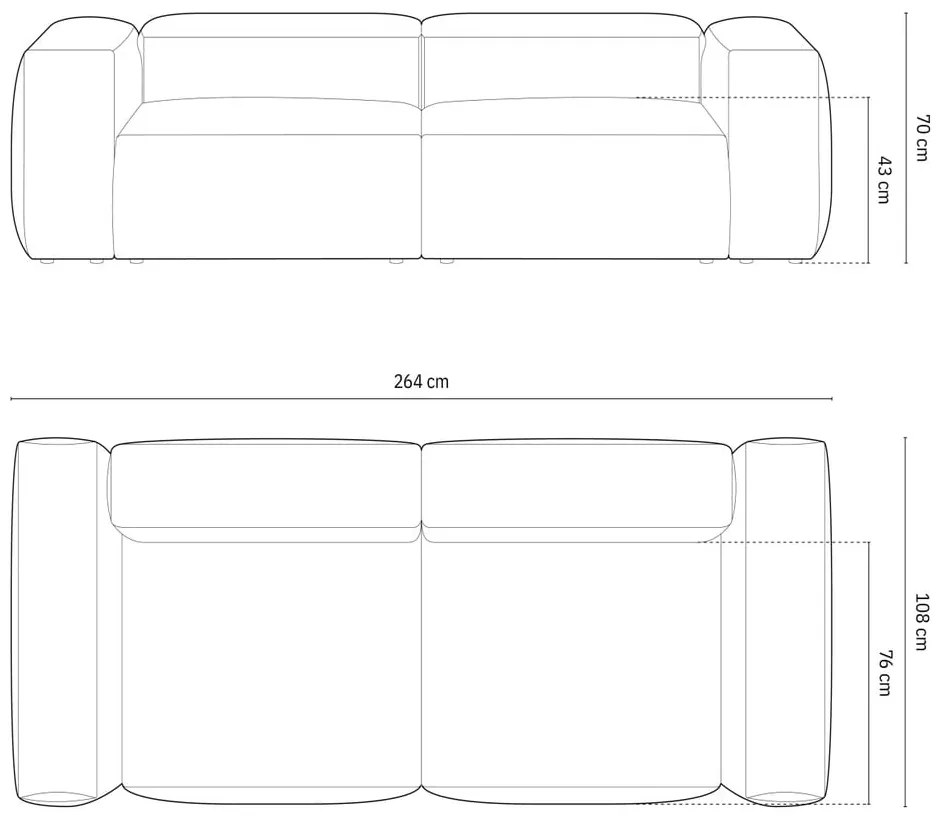 Ciemnoszara sofa 264 cm Bergano – Cosmopolitan Design