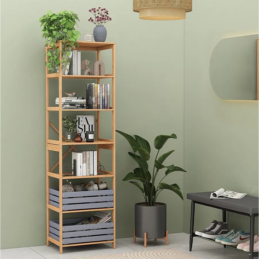 Półka na książki bambus 48.3x35.5x166.5 novaro