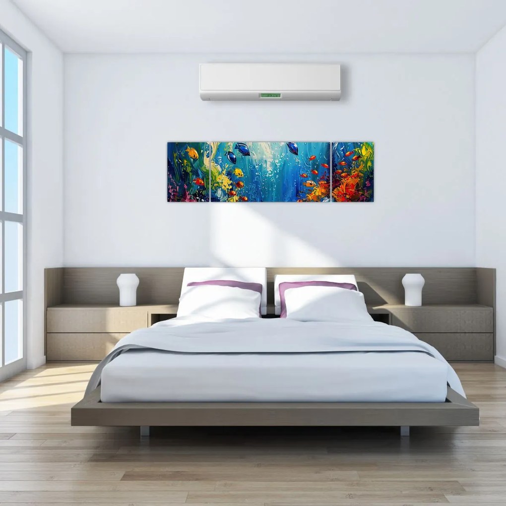Obraz - Malowanie podwodnego świata (170x50 cm)