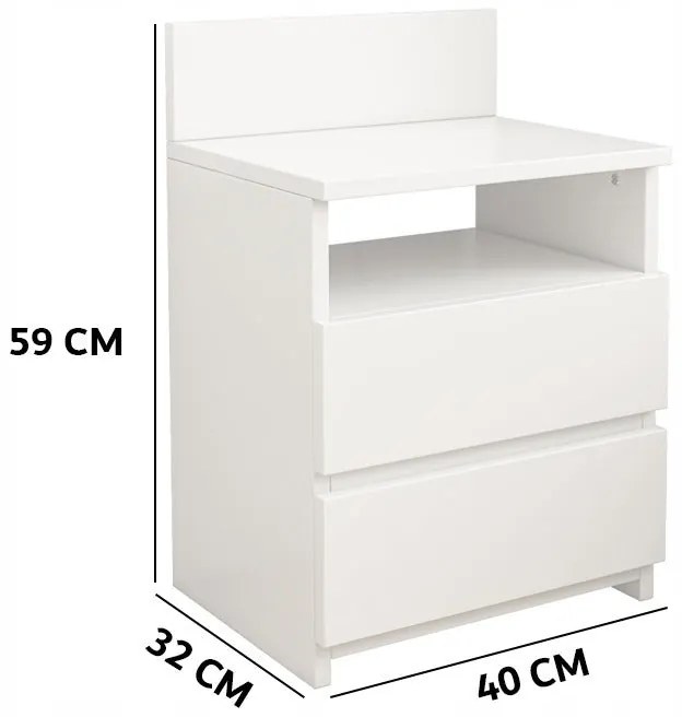 Szafka nocna z 2 szufladami 40 cm – nowoczesny styl loftowy, MDF