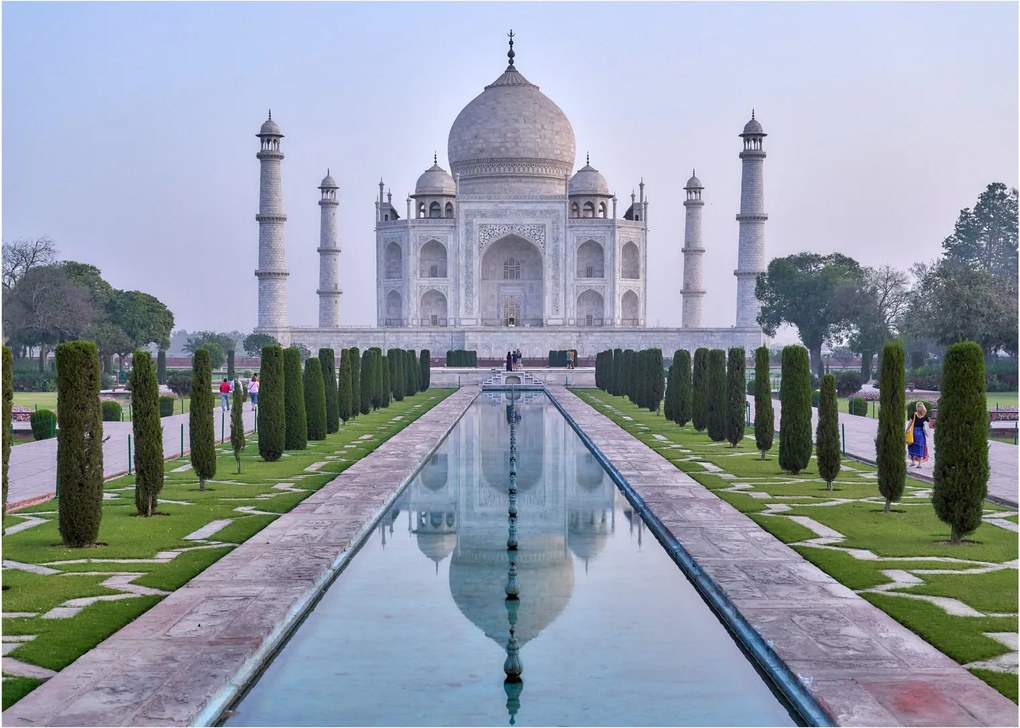 Obraz na szkle - Taj Mahal o wschodzie słońca (70x50 cm)