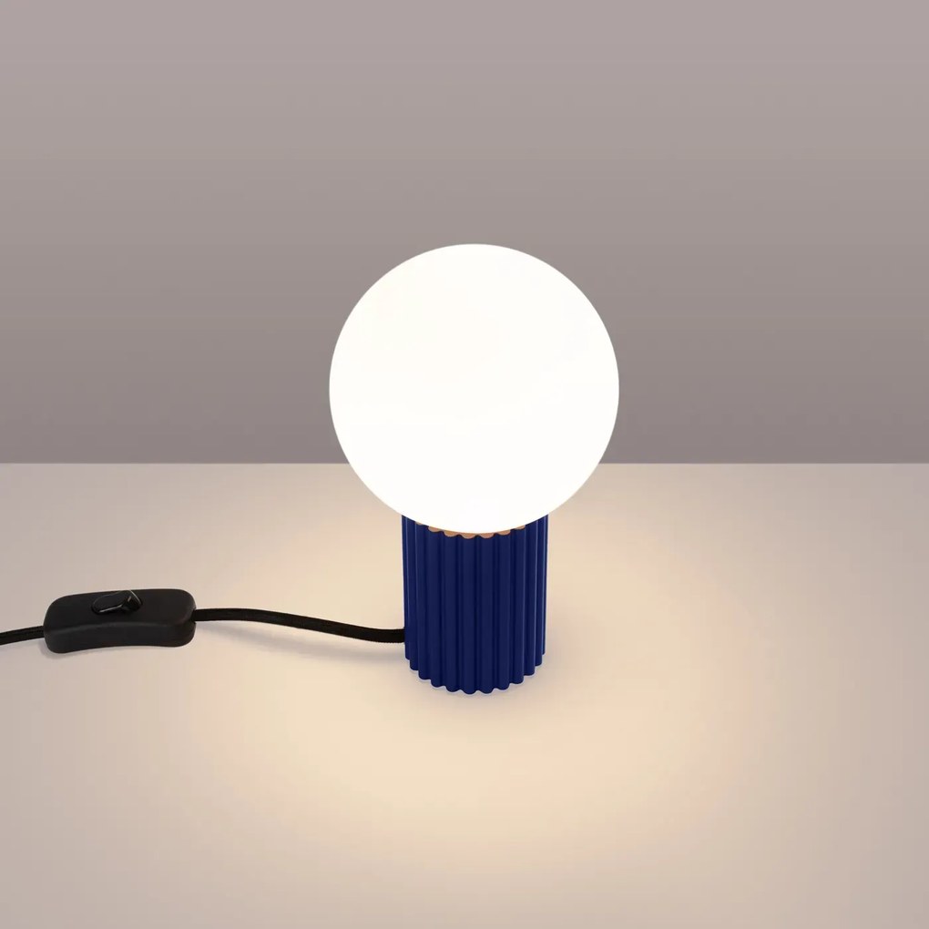 Lampa biurkowa HALO ultramaryna ryflowana SOLLUX  LIGHTING