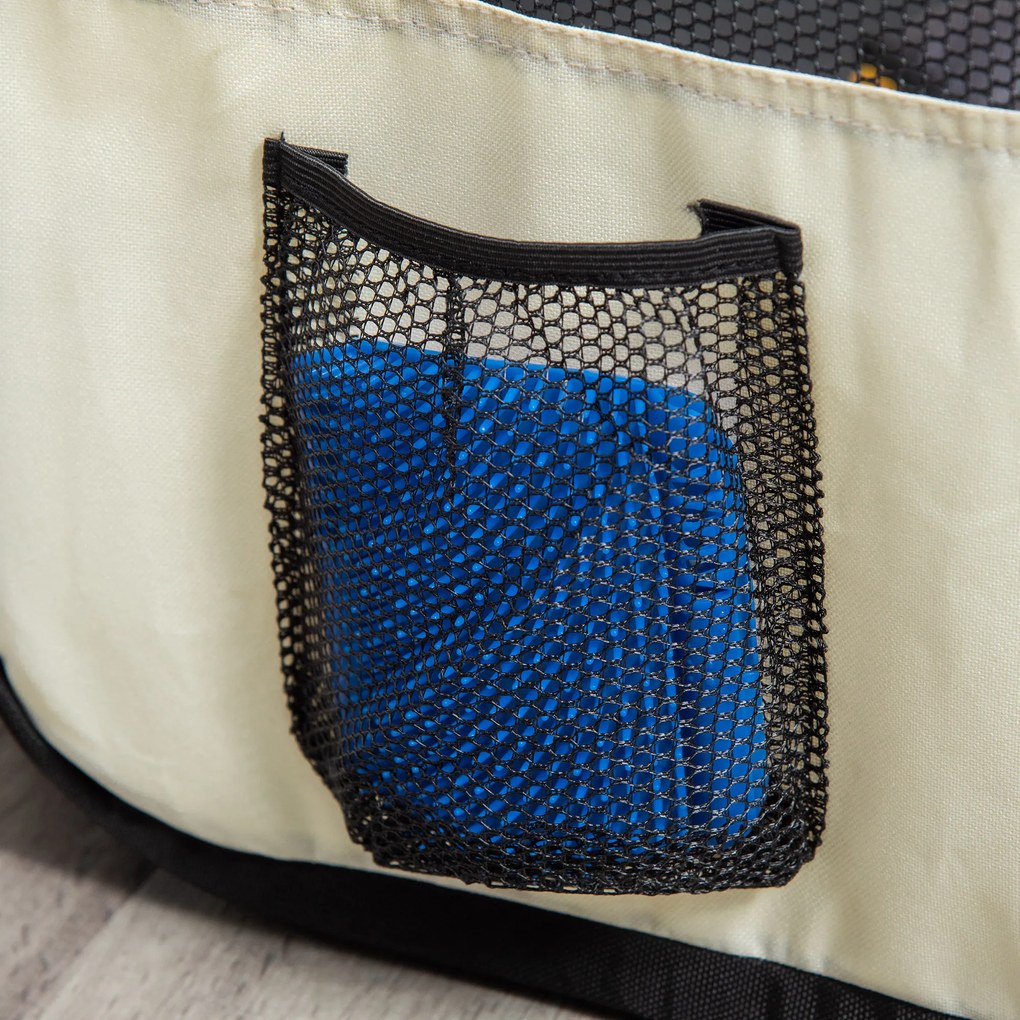 PawHut Kojec Zagroda Wybieg dla Szczeniąt Zwierząt Oxford 120x58cm Czarny Kremowo-Biały | Aosom PL