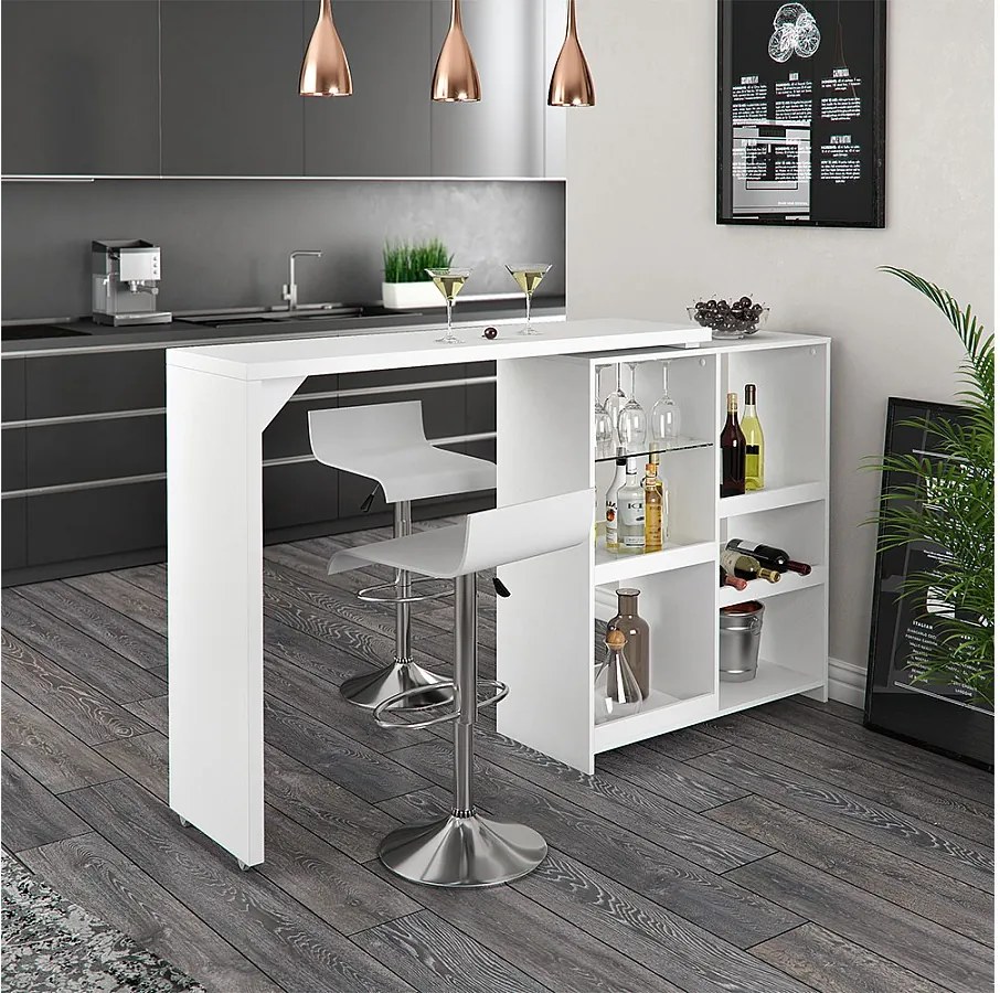 Zestaw stołu barowego biały 138x39x110.4 vega