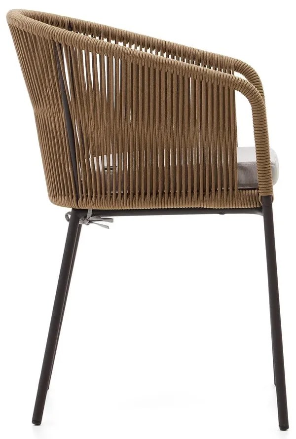 Beżowe metalowe/tapicerowane krzesło ogrodowe Yanet – Kave Home