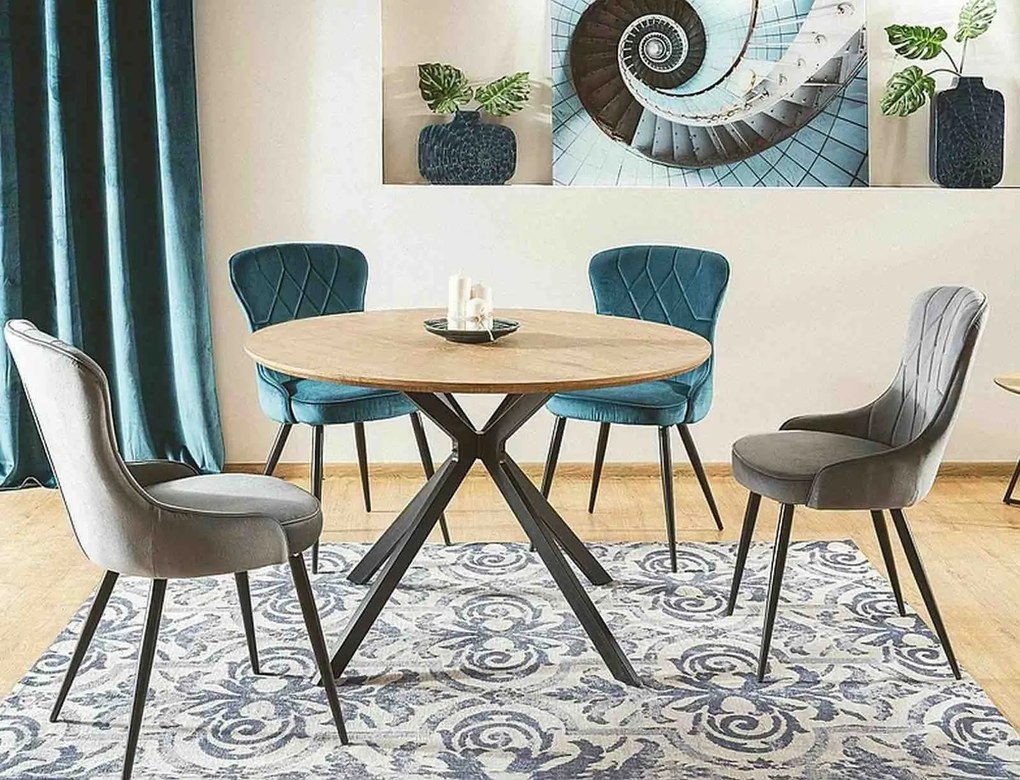Pikowane krzesło z niskimi podłokietnikami Lotus Velvet