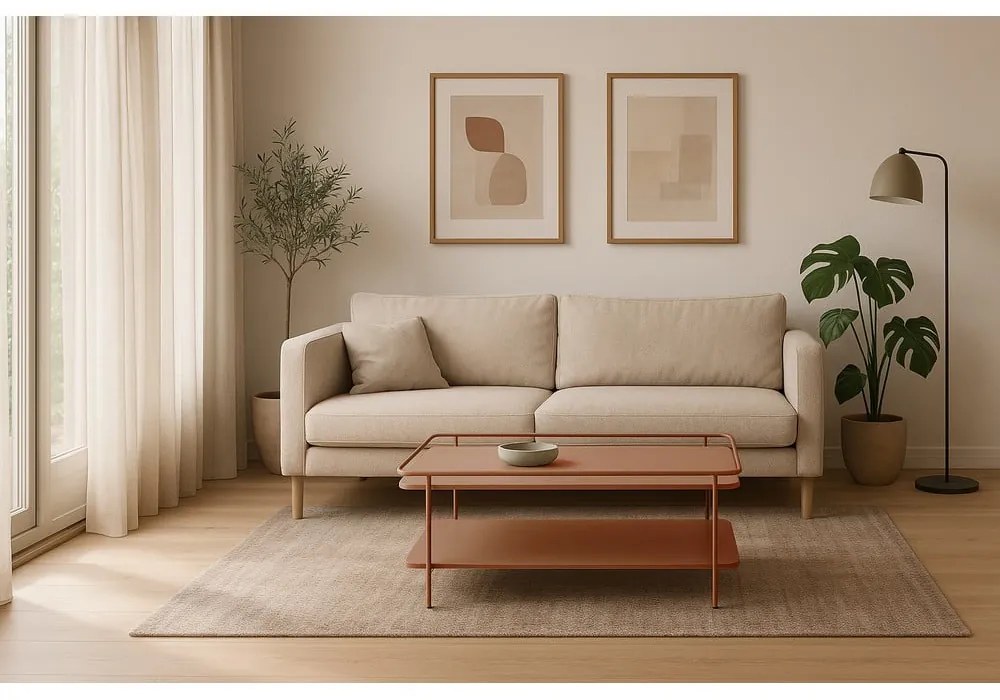 Metalowy stolik w kolorze terakoty 55x110 cm Yuba – Unique Furniture