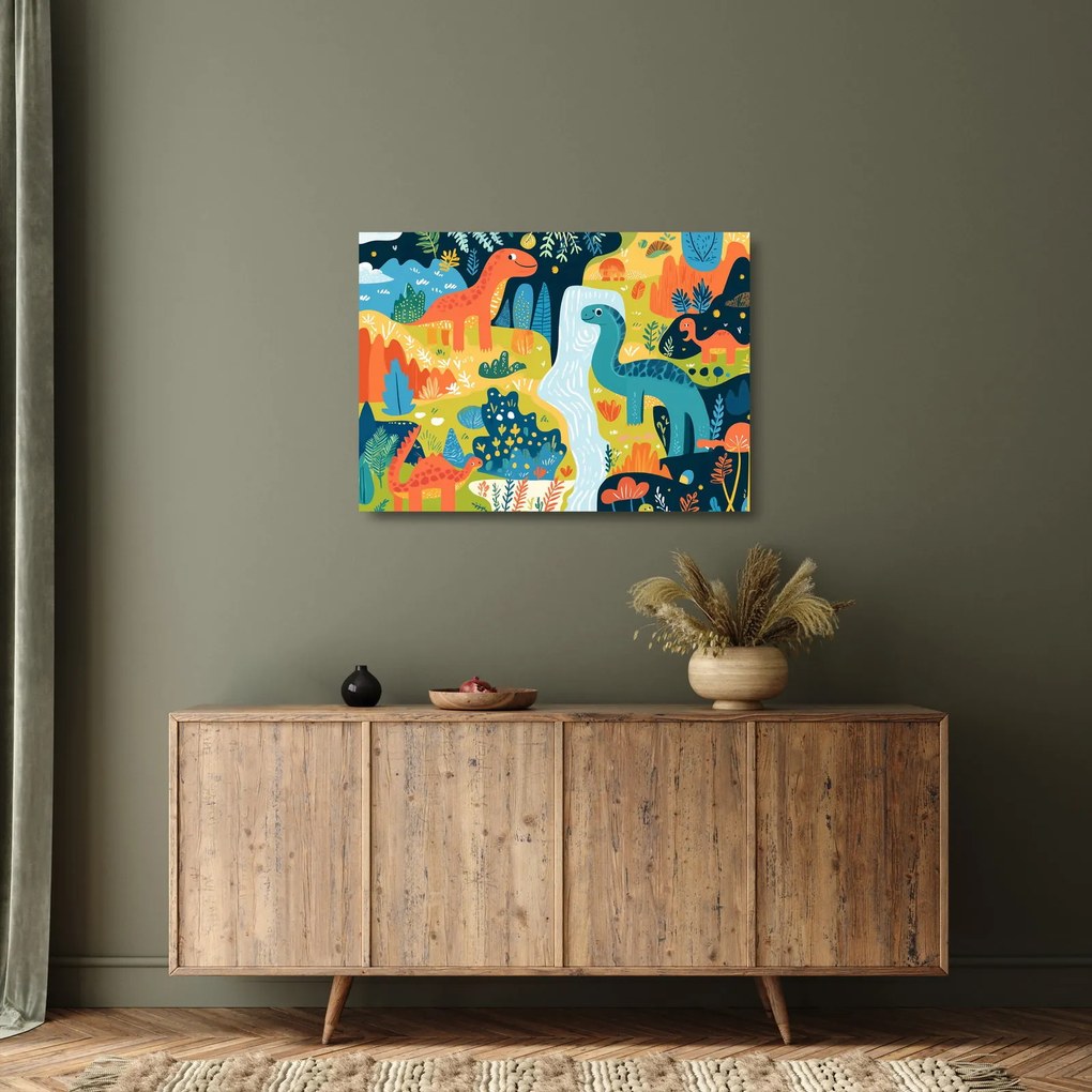 Obraz na szkle - Wesołe dinozaury (70x50 cm)
