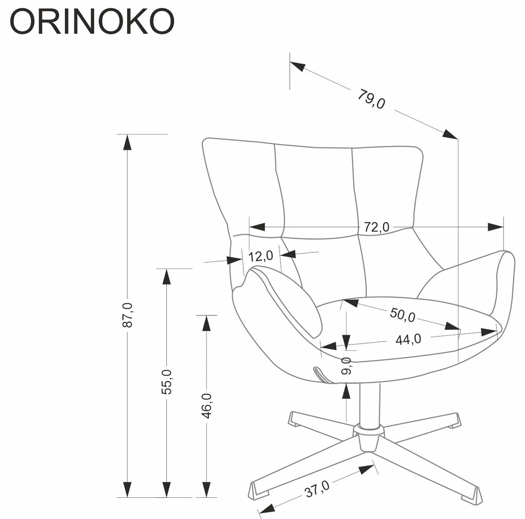ORINOKO fotel wypoczynkowy popielaty funkcja obracania nowoczesny wygodny