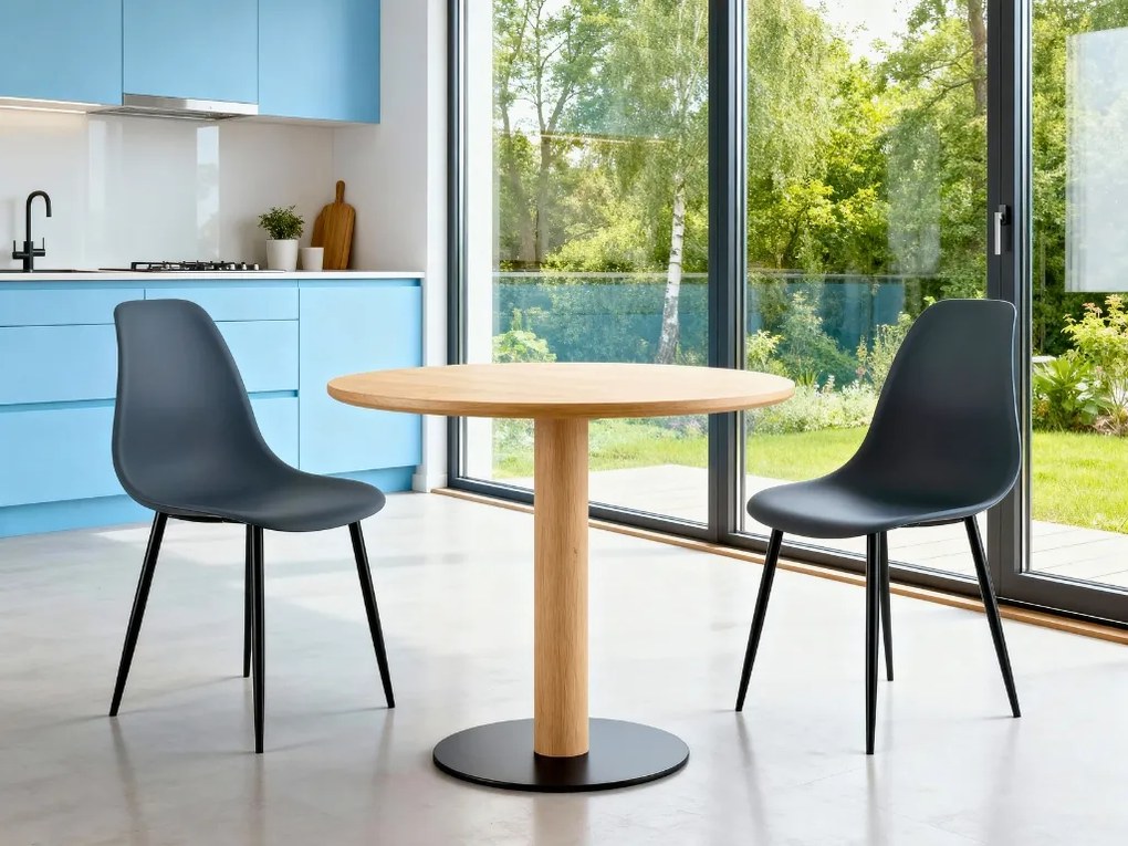 Zestaw 2 łupkowoszarych krzeseł OSAKA z czarnymi nogami