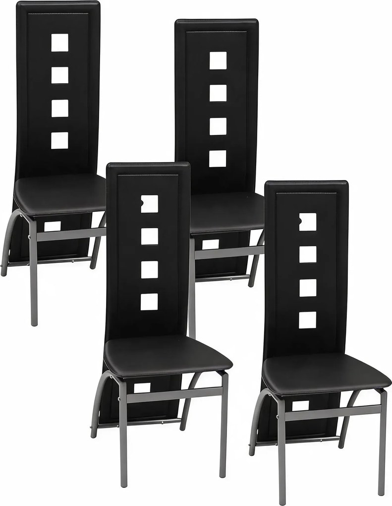 Komplet 4 czarnych nowoczesnych krzeseł R2-W40