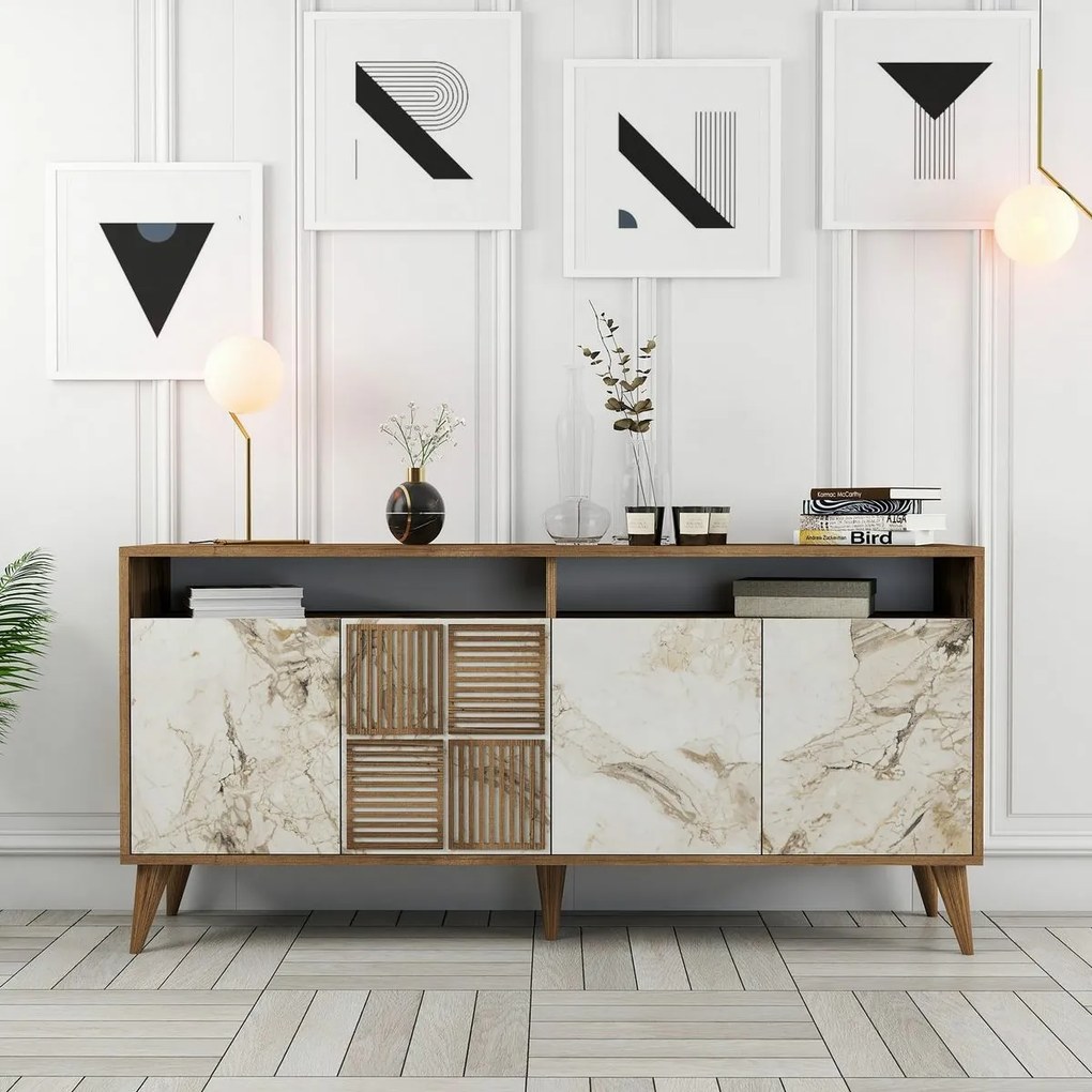 Szafka Milan Walnut and White Marble