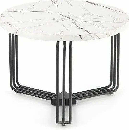 Stolik kawowy ANTICA M 55x55 biały marmur/czarny