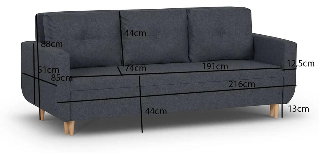 Kanapa sofa 3 os z funkcją spania DORO Miętowy