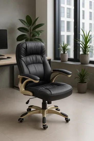 Czarny fotel gabinetowy obrotowy G6-A74