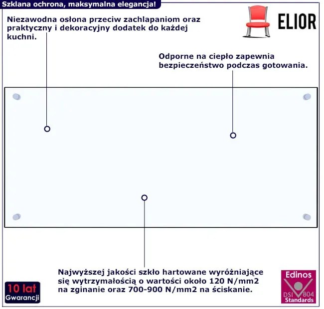 Przezroczysty panel ścienny z hartowanego szkła N5-S93