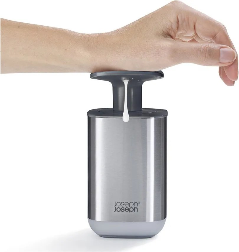 Dozownik do mydła ze stali nierdzewnej w kolorze srebra z połyskiem 250 ml Presto Steel – Joseph Joseph