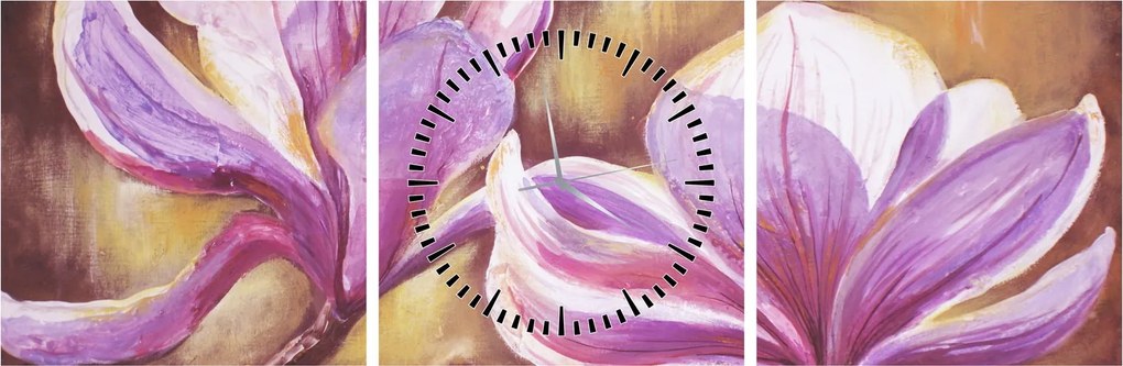 Obraz - Kwiaty magnolii (z zegarem) (90x30 cm)