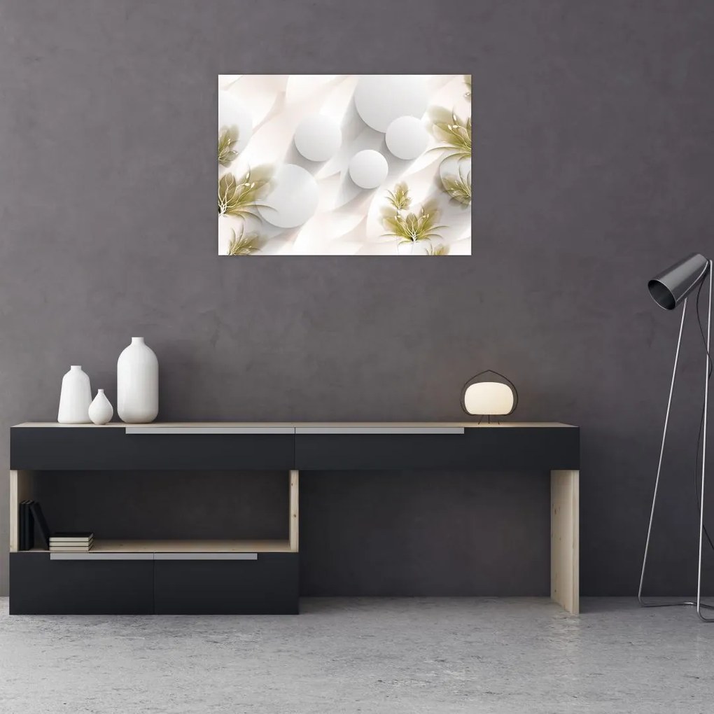 Obraz - 3D koła z kwiatami (70x50 cm)