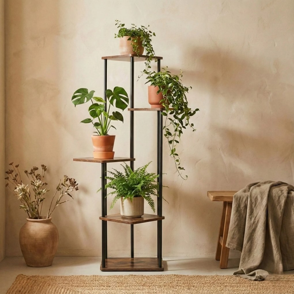 Kwietnik stojący wysoki na 5 kwiatów RIMOZA, 30 x 30 x 106 cm