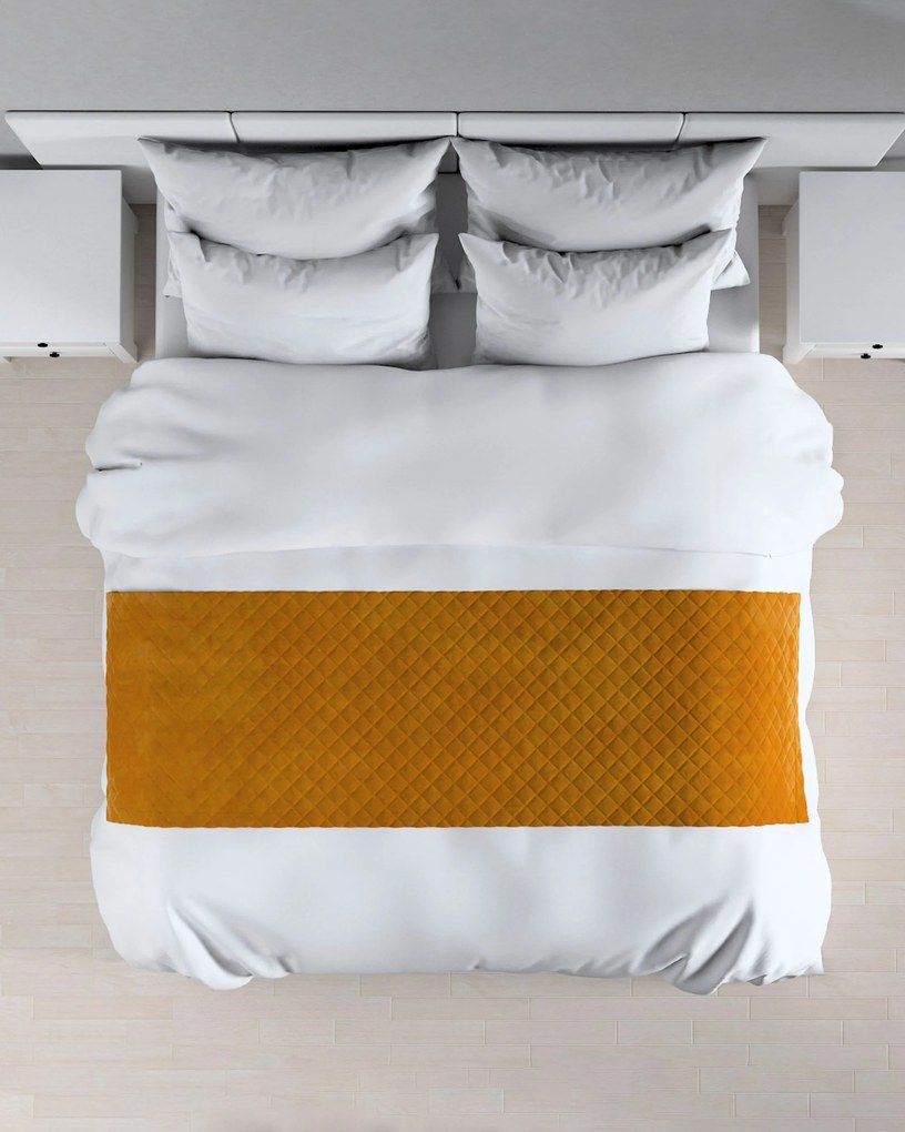 Narzuta hotelowa bieżnik Velvet 60x200cm kolor żółty tkanina połyskliwa, welwetowa