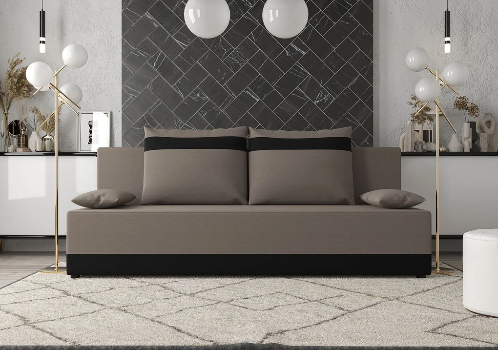 Brązowo-czarna sofa rozkładana z funkcją spania P7-D78
