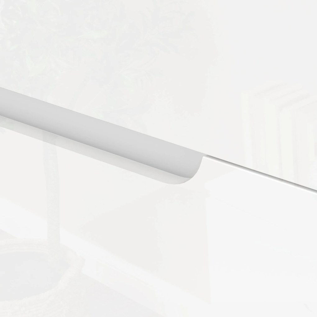 HOMCOM Nowoczesna Komoda, Szafa z 4 szufladami, Płyta wiórowa, Biała, Zabezpieczenie przeciwwypadowe, Podkładki, Biały Połysk