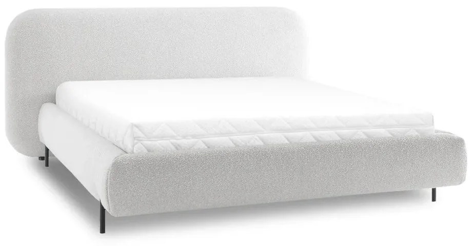 Beżowe tapicerowane łóżko dwuosobowe ze schowkiem ze stelażem 160x200 cm Pointt – ELTAP