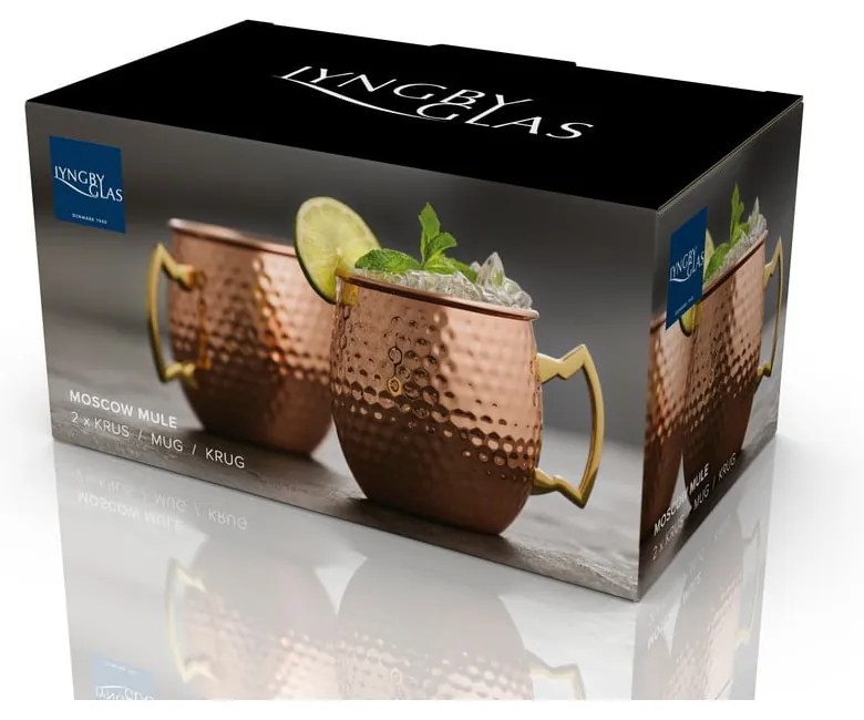 Stalowe kubki w kolorze miedzi zestaw 2 szt. 400 ml Moscow Mule – Lyngby Glas