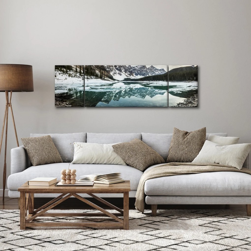 Obraz - jezioro zimą (170x50 cm)
