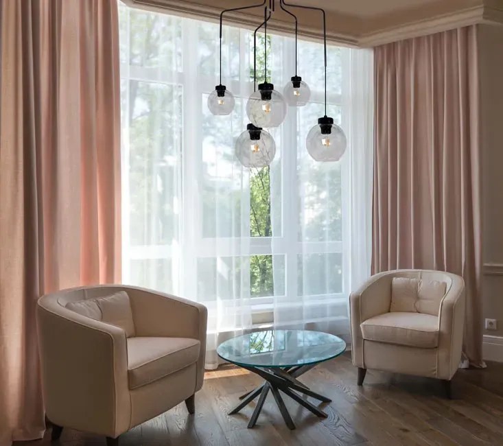 Lampa z pięcioma zwisającymi kloszami - S826 K9-P17