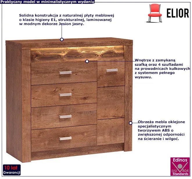 Komoda do salonu jesion jasny - Filin 17X