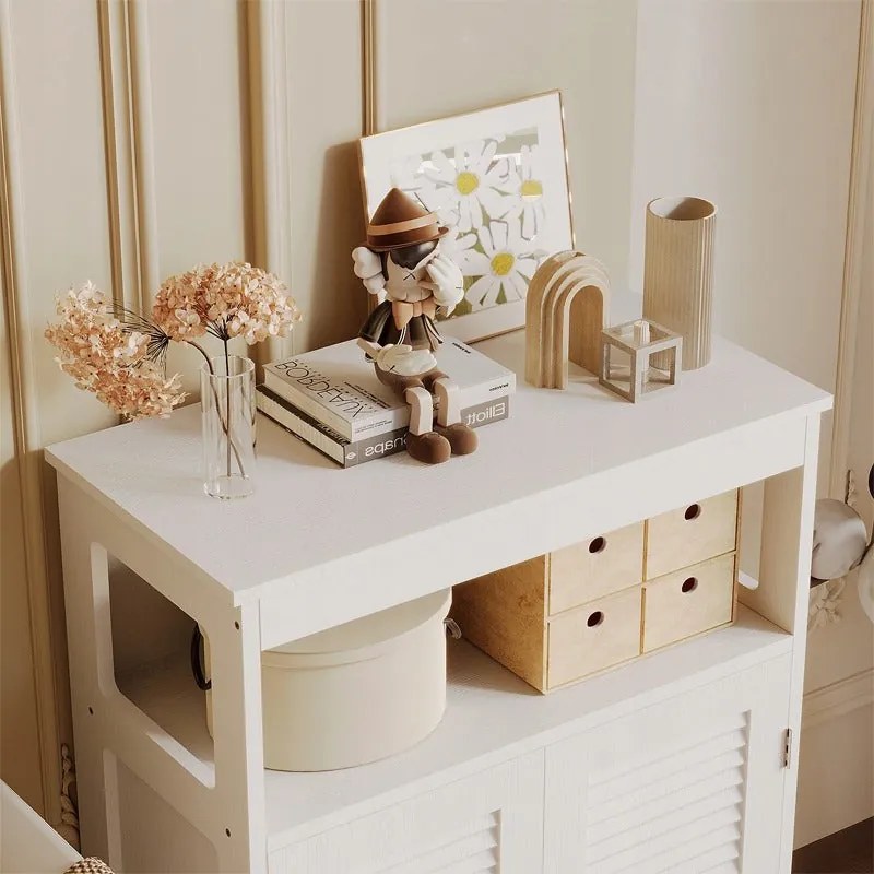 Komoda szafka z półką – 2 drzwi – styl skandynawski / loft – biała