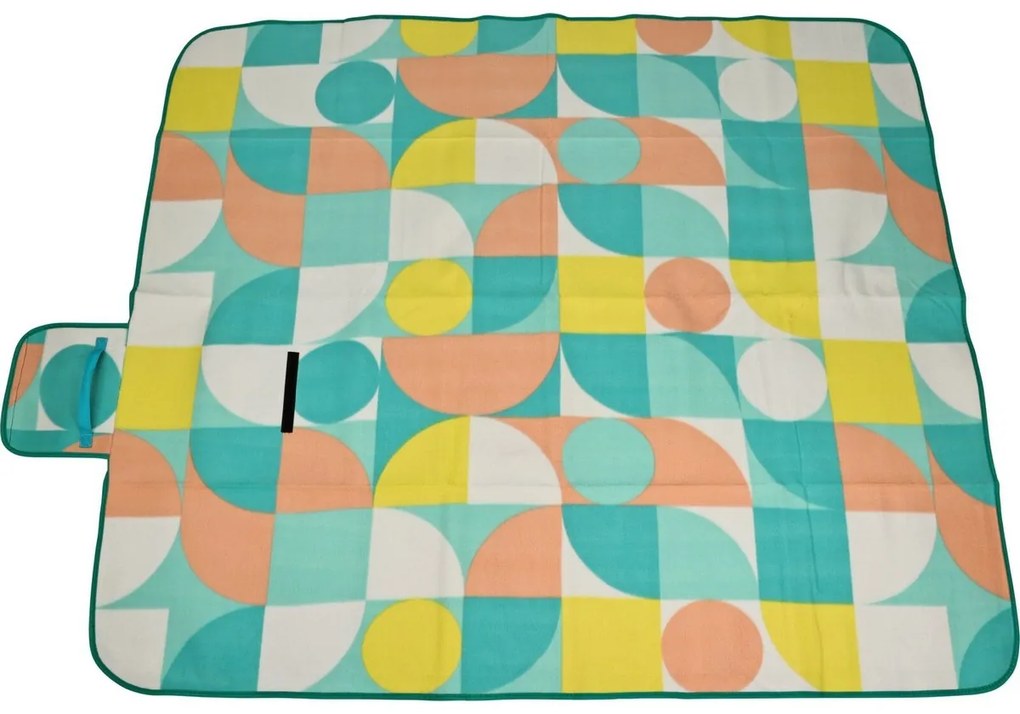 Koc piknikowy Retro kostka 130 x 150 cm, niebieski