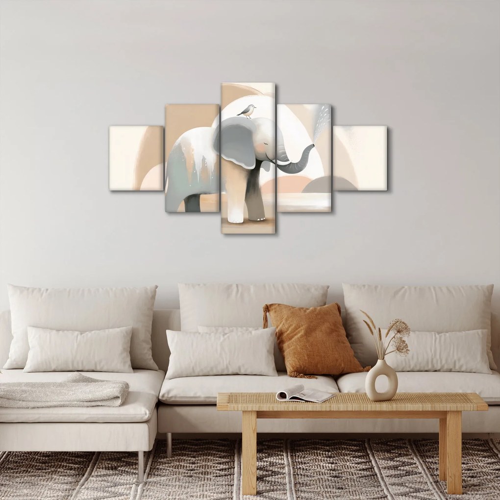 Obraz - Słoń w pastelowych kolorach (125x70 cm)