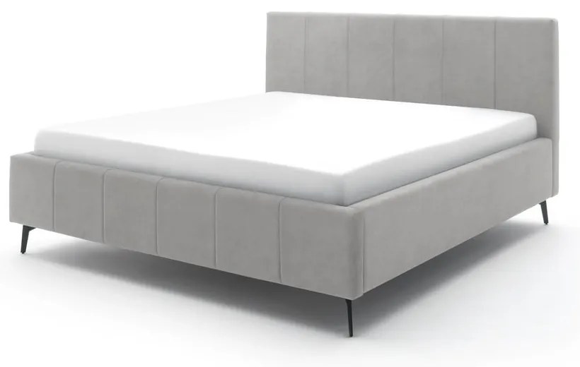 Jasnoszare tapicerowane łóżko dwuosobowe ze schowkiem i stelażem 180x200 cm Lizzano – Meise Möbel