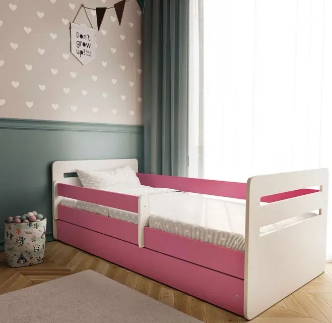 Łóżko dla dziewczynki z materacem Candy 2X 80x180 - różowe