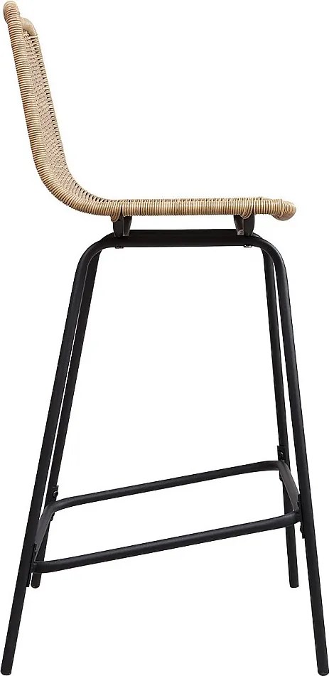 Zestaw 65 cm metalowych krzeseł wyspowych i barowych BALI z siedziskiem rattanowym