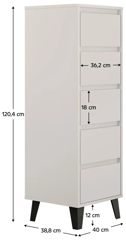 Komoda BOGAN 5S40, kremowa