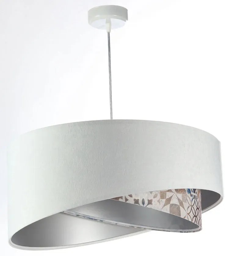 Biała lampa wisząca z welurowym abażurem G1-G70