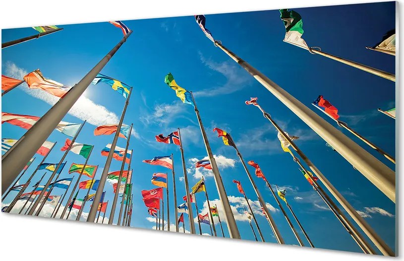 Szklany Panel Różne Flagi Narodowe
