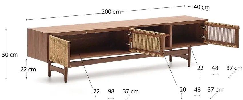 Brązowa szafka pod TV w dekorze orzecha 200x50 cm Elan – Kave Home