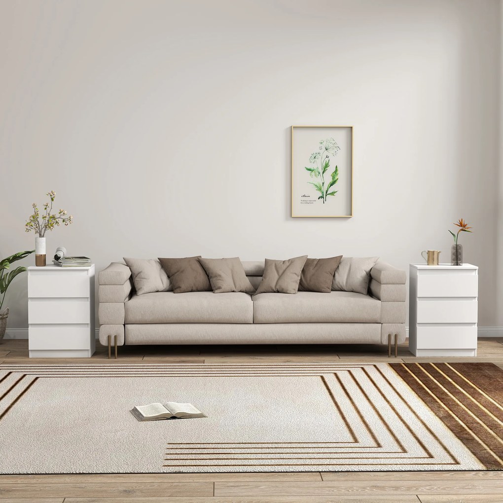 HOMCOM Nocny Stolik, Zestaw 2 Sztuk Stolików Bocznych z 3 Szufladami, Commode Nocna do Sypialni, Salonu, 40 x 30 x 59,5 cm, Biały