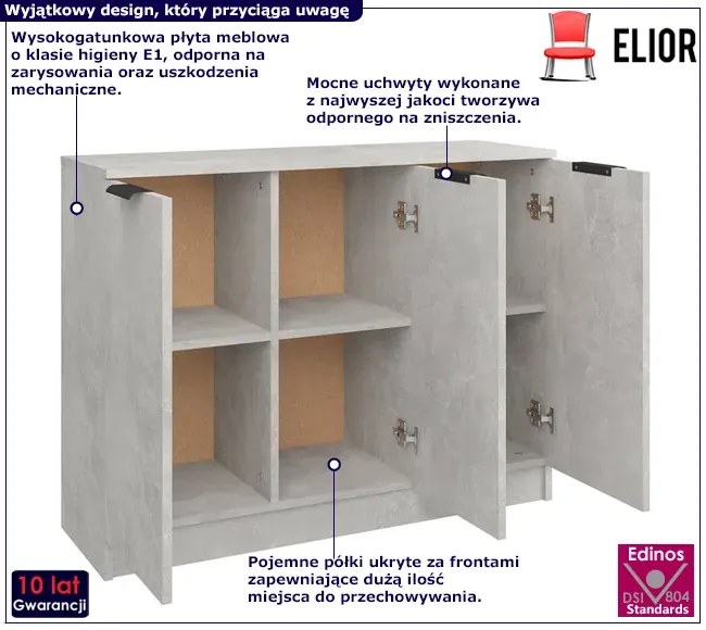 Loftowa komoda w kolorze szarości betonu E0-L35