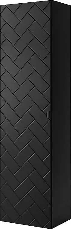 Szafka łazienkowa matowa czarna, 35 x 136 x 27 cm, uchwyt czarny